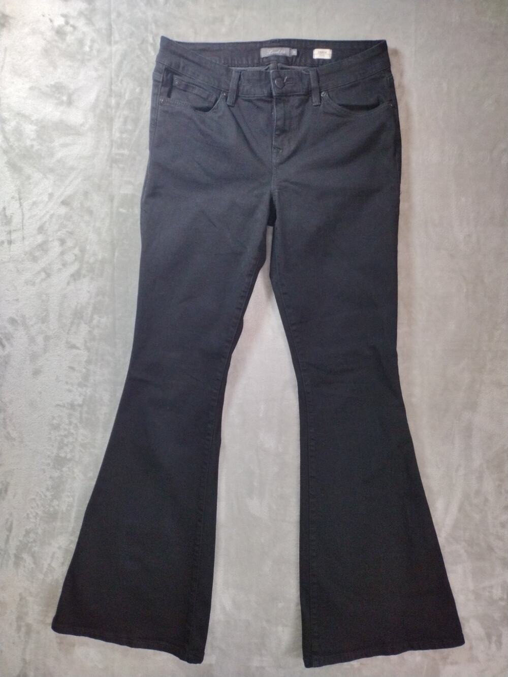 Level 99 Dahlia Flare Jeans Womens 31 Black Stretch Boho Hippie Retro Rodeo 70s